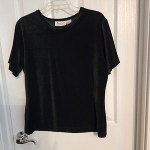 Black, velour top by Epogee, size L
